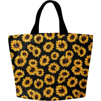 Слънчогледова чанта за рамо Чанта за цветя за хранителни стоки Дръжка за съхранение Пазарска чанта на открито Плаж Водоустойчива Многократна употреба Дамска чанта