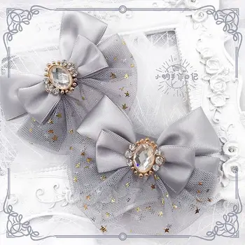 Сменяема катарама за обувки Bow Grey Lolita Декорация на малък елемент с великолепен стил