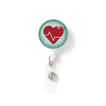 Сърце прибиращ се Значка Макари за персонал Работници Медицински сестри Лекари ID Tag Pass Работно име Карта Значка Holder ръкав Case