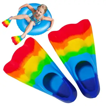 Удобни силиконови плавници Rainbow Kids Swim Fins за плуване и гмуркане Начинаещи Детски момичета Момчета Тренировъчни плавници