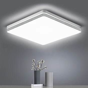 Ултра тънки квадратни таванни лампи Модерни сребърни 24/36/48W с 110V 220V студено топло бяло неутрално LED таванно осветление за хол