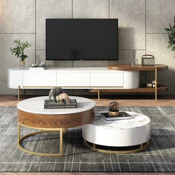 Холна маса, ТВ кабинет комбинация Nordic модерен прост шисти кръг чай маса малка къща
