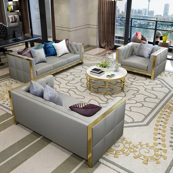 Частен обичай Лек луксозен кожен диван комбинация малко семейство модерен прост хол кърпа диван