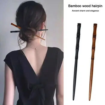 черен цвят пръчици за коса трайни пръчици за коса дърво бамбук форма коса пръчици за коса аксесоари за коса дърво фиба жени момичета
