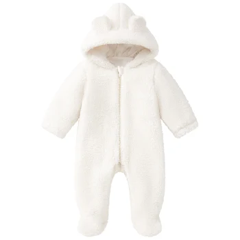чистороден бебе момчета момичета снежен костюм с качулка руно гащеризон бебе зимен костюм крак гащеризон