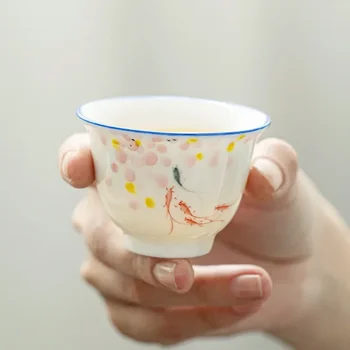японски стил керамични ръчно рисувани майстор чай чаша домакинство кунг-фу съдове за пиене чай комплект бял порцелан ръчно изработени малка купа чай