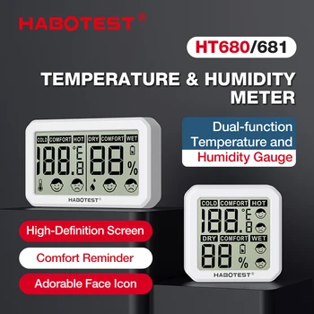 HABOTEST хигрометър HT680/681 мини цифров термометър електронен монитор за влажност на въздуха измервателен уред LCD дисплей