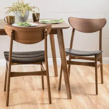 Mid Bonded Leather Dining Chairs, Set of 2, Dark Sillas para barra de cocina Стол розов Метален стол Столове за хранене на открито Plyw