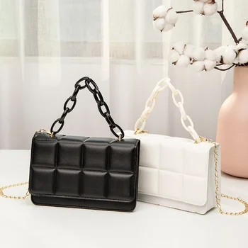 PU Кожени чанти за рамо за жени 2024 Модна текстура верига ромбоидни кръстосани чанти Летни модни чанти Чанти за телефон Ръчни чанти
