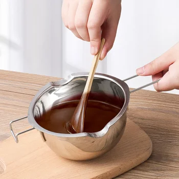 Дълга дръжка Кухня шоколад масло топене пот неръждаема стомана свещ сапун топене незалепващо инструмент кухня DIY аксесоари