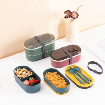Кутия за обяд Кутия за обяд Училище дете течове доказателство микровълнова фурна отопление двуслоен японски детски Bento кутия запечатани преносими