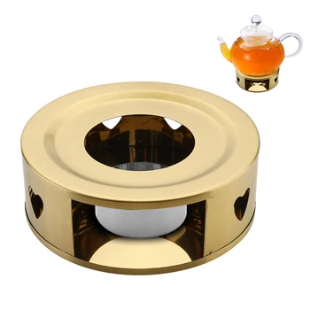 Мляко хол чайник топло офис преносима рамка от неръждаема стомана дома стъкло кръг кафе чай със свещник злато