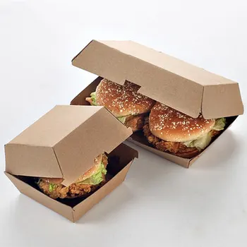 Персонализиран продуктТърговия на едро по поръчка за еднократна употреба Картон за опаковане на хамбургери Кутия за бургери