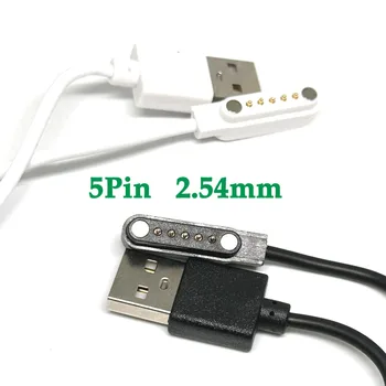 Универсален смарт часовник Магнитен кабел за зареждане 2.54mm 5Pin Space USB 2.0 Мъжки към 5P Магнитен заряден кабел Y95 KW18 KW88 KW98 DM